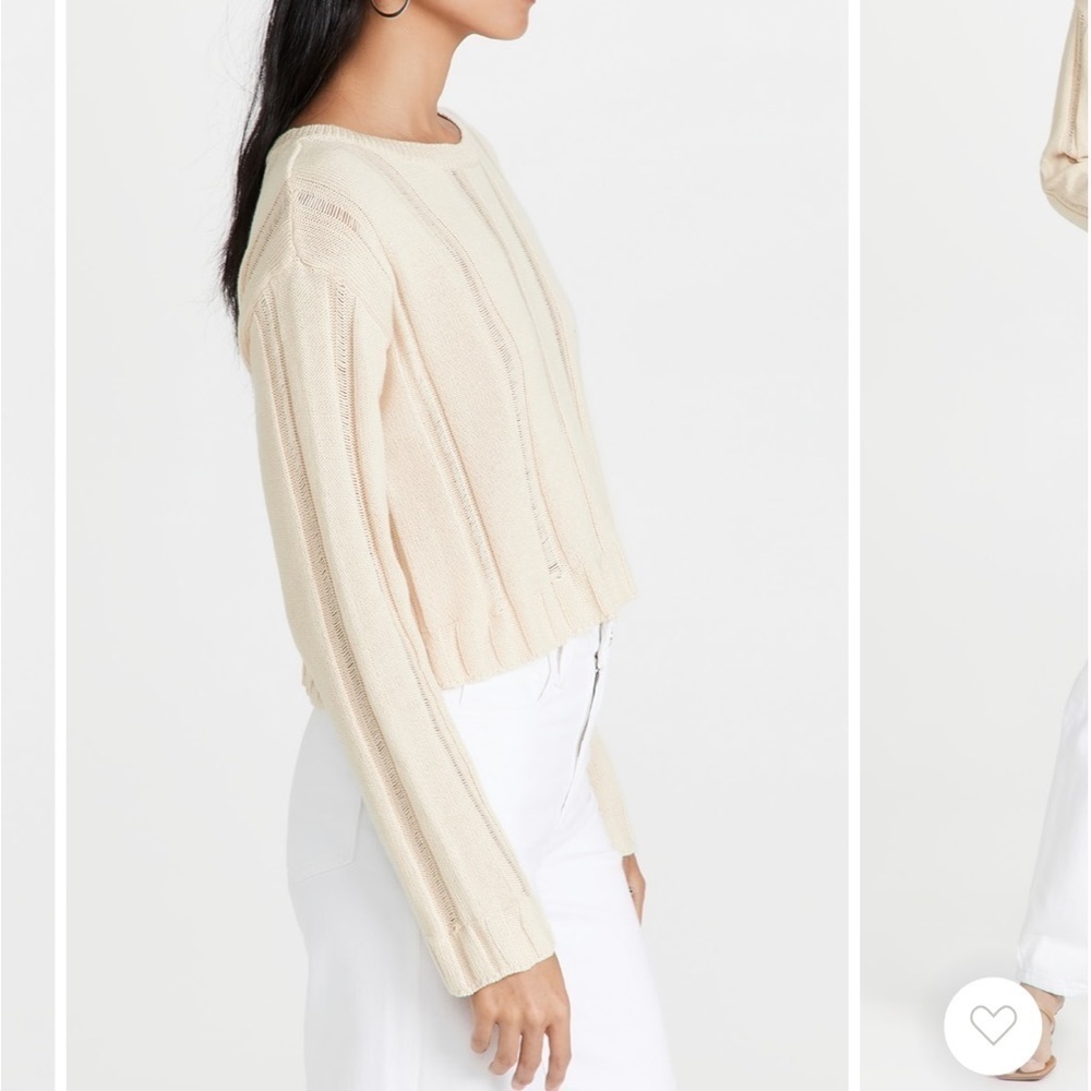 NWT 525 Cotton Novelty Rib Crew Neck Sweater Knit Cream Size S / XS​​​​​​​ - Picture 4 of 7